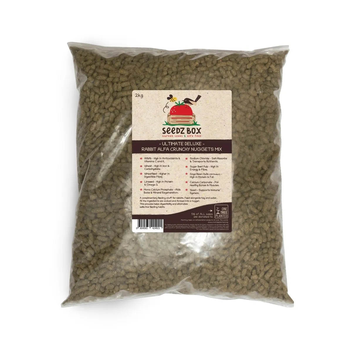 Seedzbox konijnenvoer luzerne nuggets 1,8 kg eiwitrijk