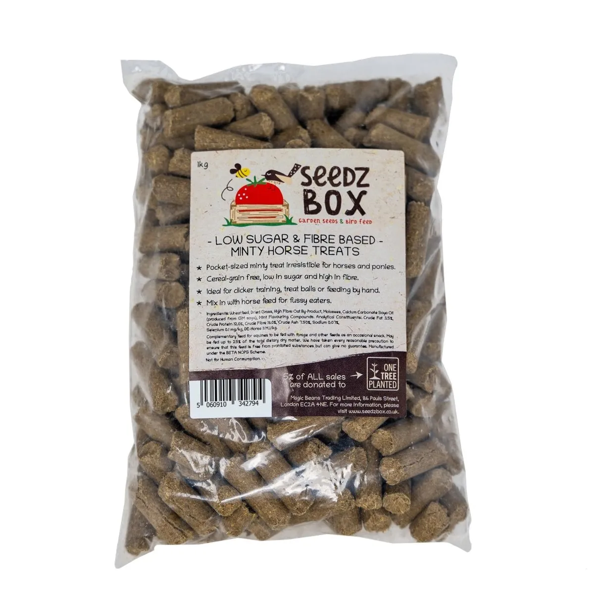 Seedzbox Horse Treats paardensnoep munt 1kg vezelrijk