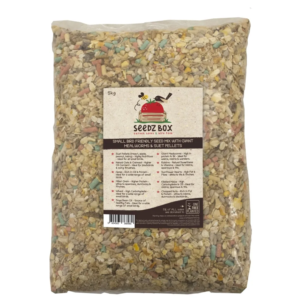 Seedzbox vogelvoer meelwormen vetpellets 1,8kg eiwitrijk