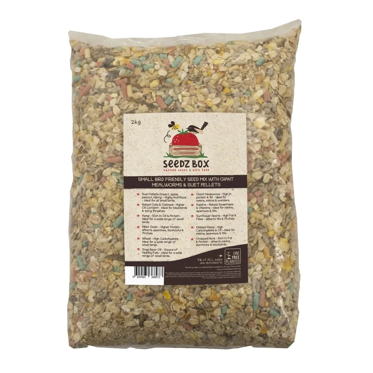 Seedzbox vogelvoer meelwormen vetpellets 1,8kg eiwitrijk