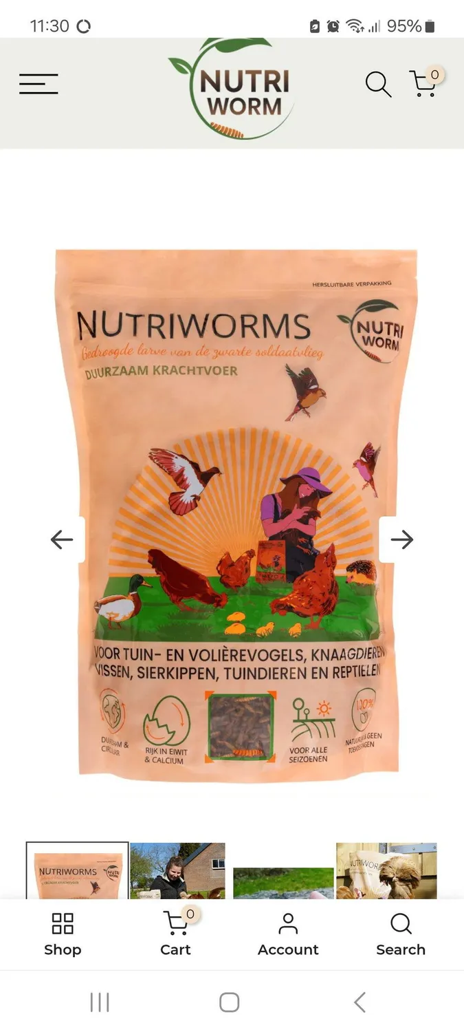 Samenwerken met de Natuur Nutriworms kippensnack 1 kg calciumrijk