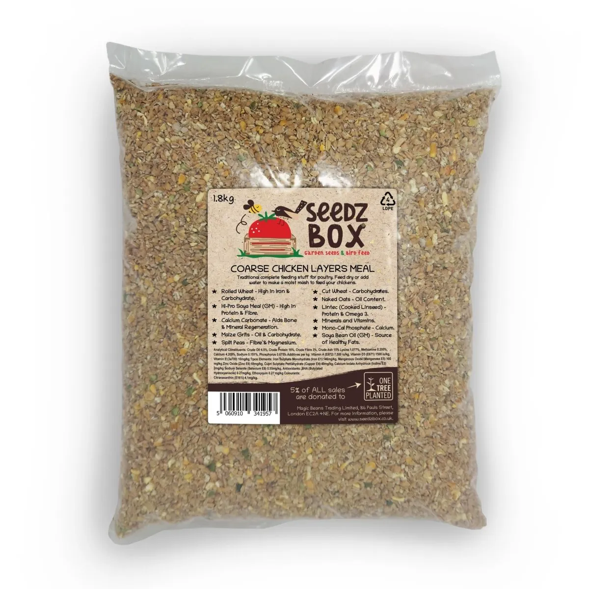 Seedzbox Layers Meal leghennenvoer 4 kg met calcium